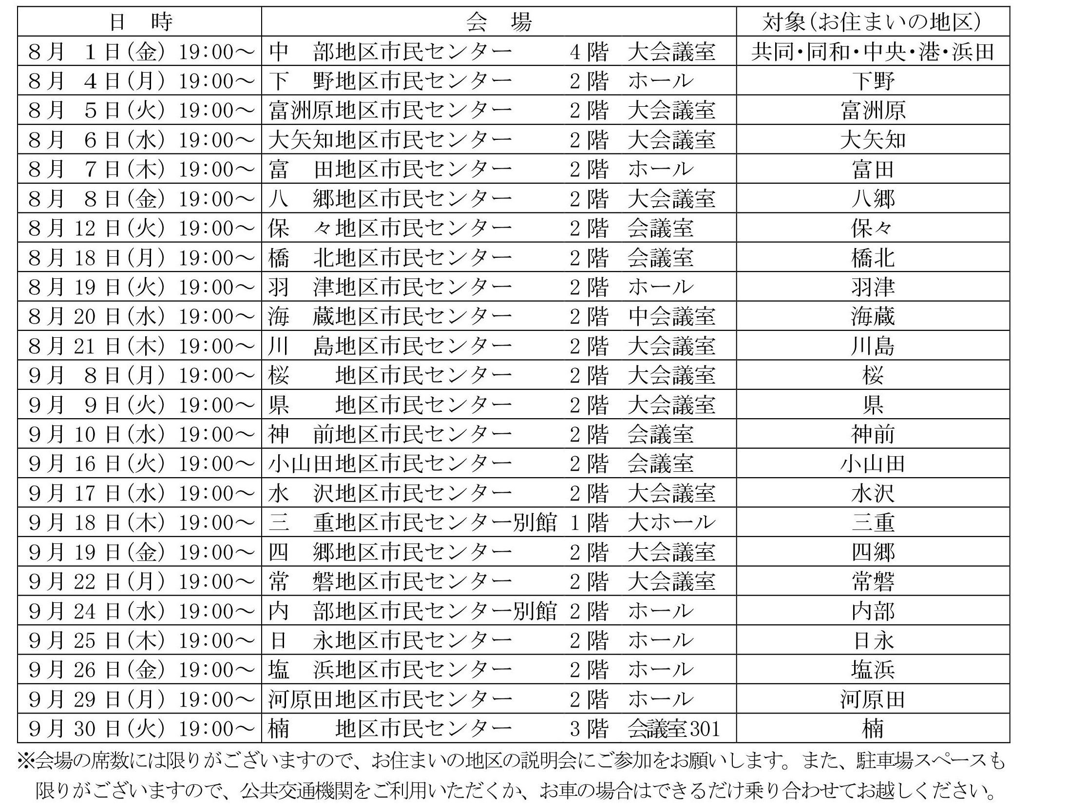 説明会日程
