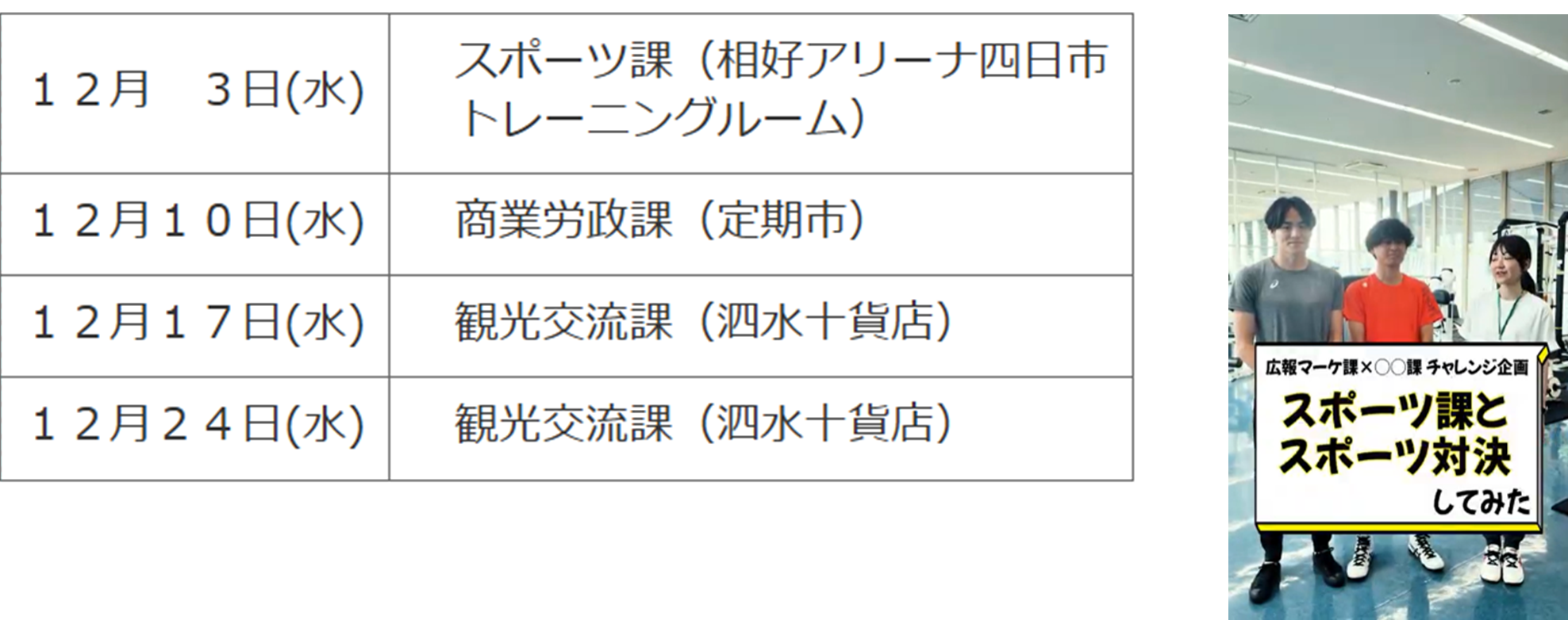 チャレンジ企画配信スケジュール