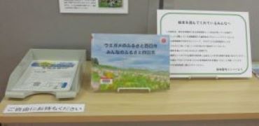 展示されている絵本「ウミガメのふるさと四日市　みんなのふるさと四日市」