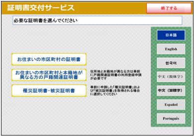 お住まいの市区町村の証明書
